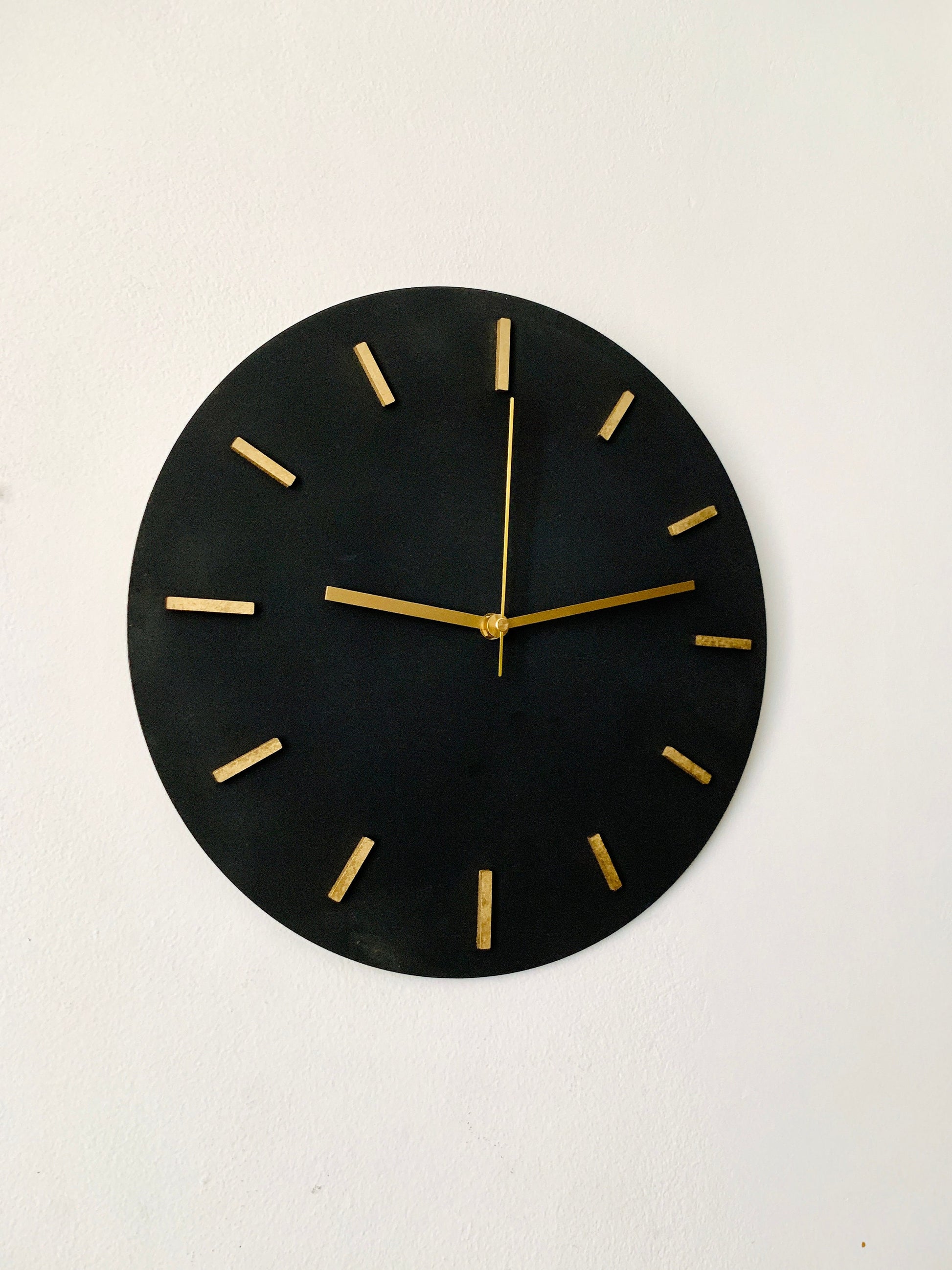 Black & Gold Wall Clock, Round Wooden Wall Hanging Clock, Black Silver Wall Clock, Black Copper Wall Clock, Black White Wall Clock