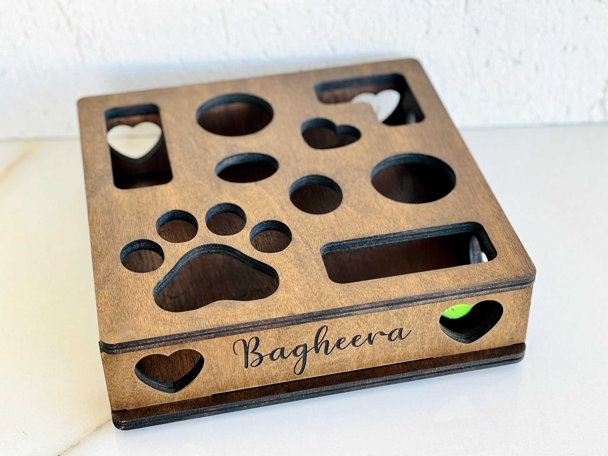 Interactive Cat Maze Box, Personalized Cat Wooden Ball Chaser Toy, Kitten Square Ball Hunt, Pet Ball Labyrinth Custom Engraved Feline Gift