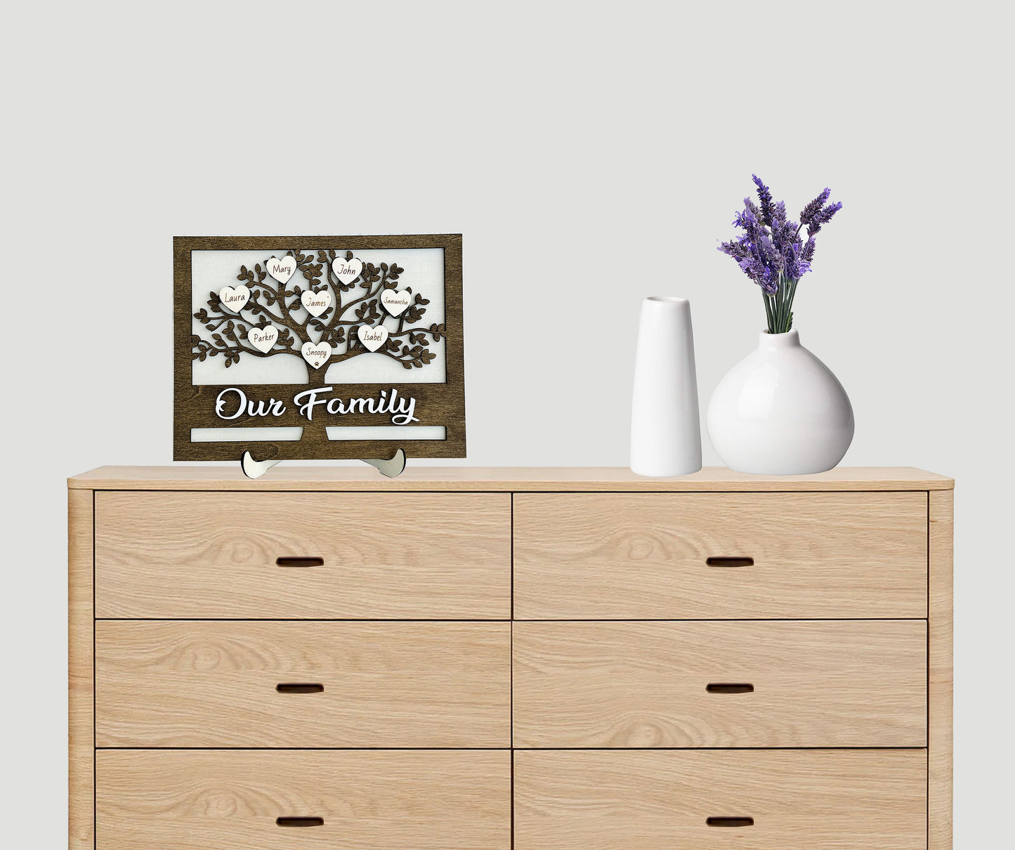 Personalized Family Tree Wooden Sign, Our Family Sign, Family Wall Hanging Sign, Family Name, Generations, Great Grandparents Grandkids Gift