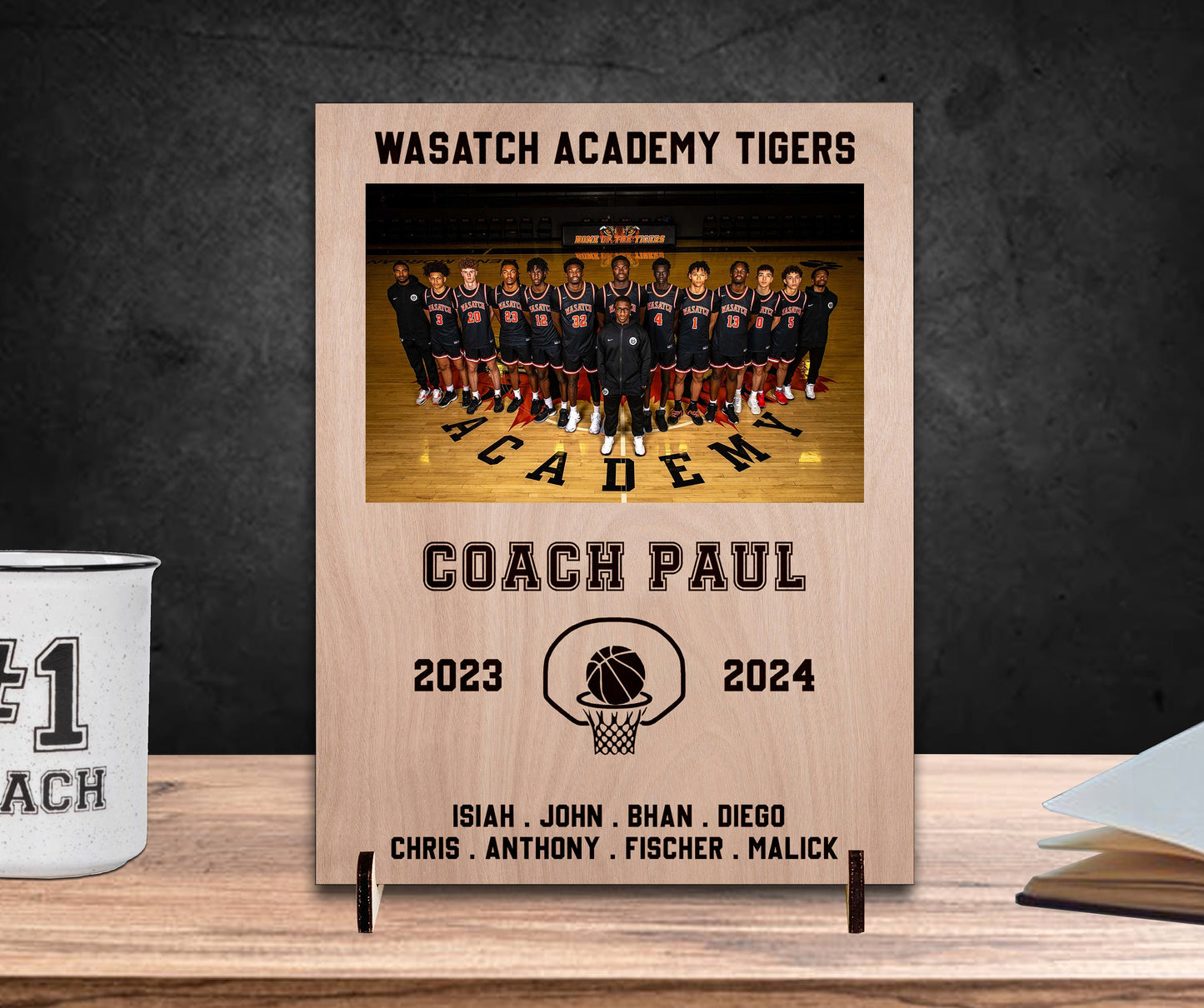 Personalized Basketball Coach Gift, End of Season Gift, Basketball Award Wood Picture Frame, Thank You Coach Appreciation Gift from Team