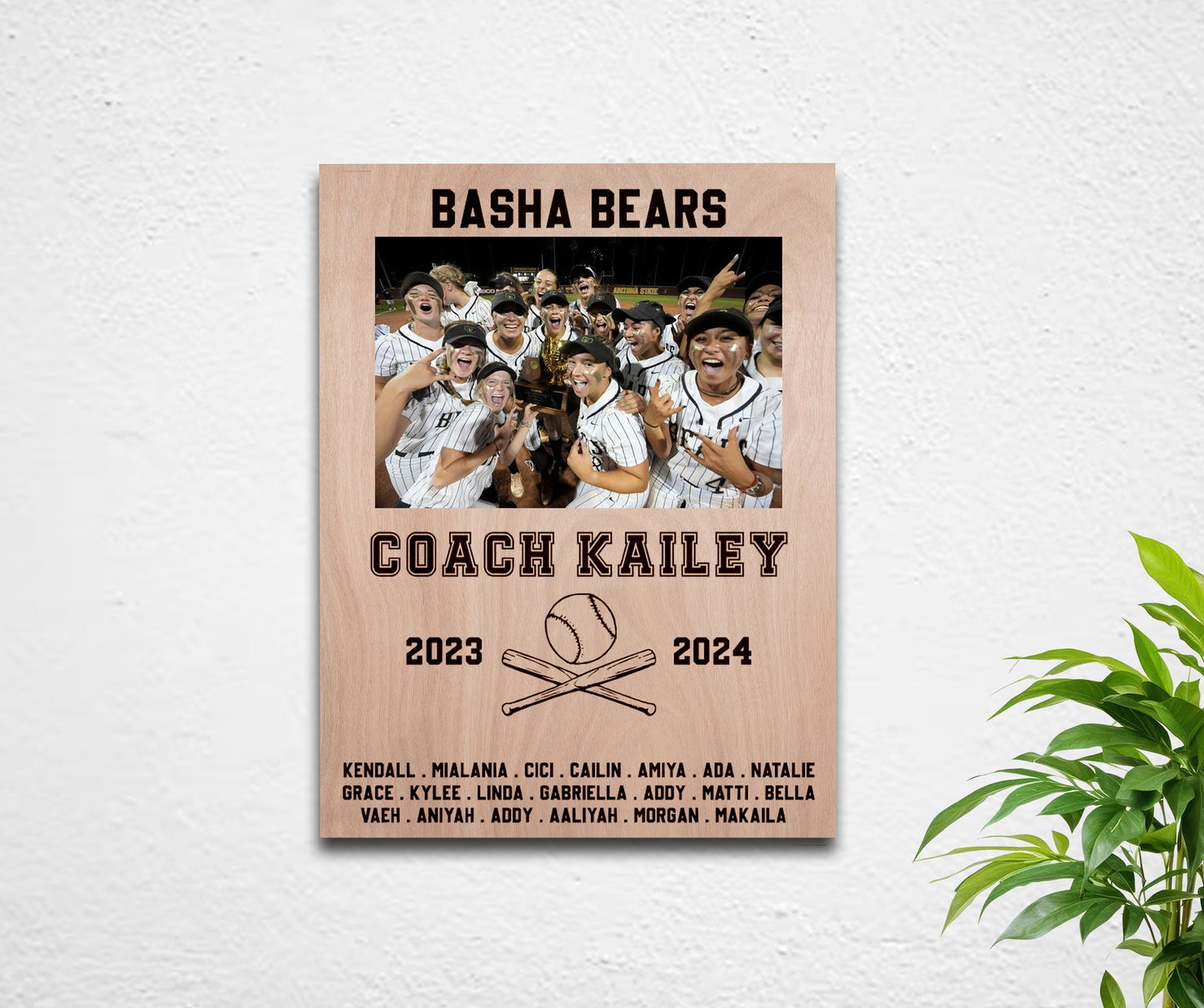 Personalized Softball Coach Gift, End of Season Gift, Baseball Award Plaque Wood Picture Frame, Thank You Coach Appreciation Gift from Team