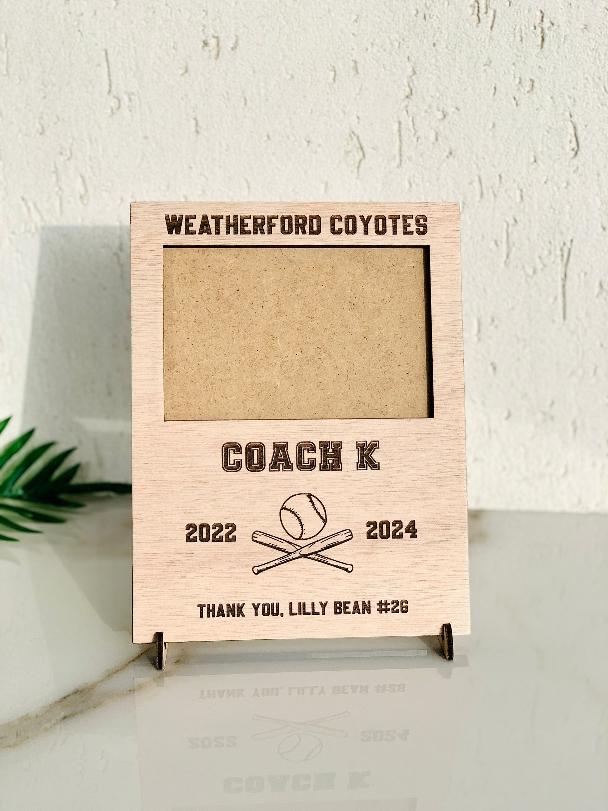 Personalized Softball Coach Gift, End of Season Gift, Baseball Award Plaque Wood Picture Frame, Thank You Coach Appreciation Gift from Team