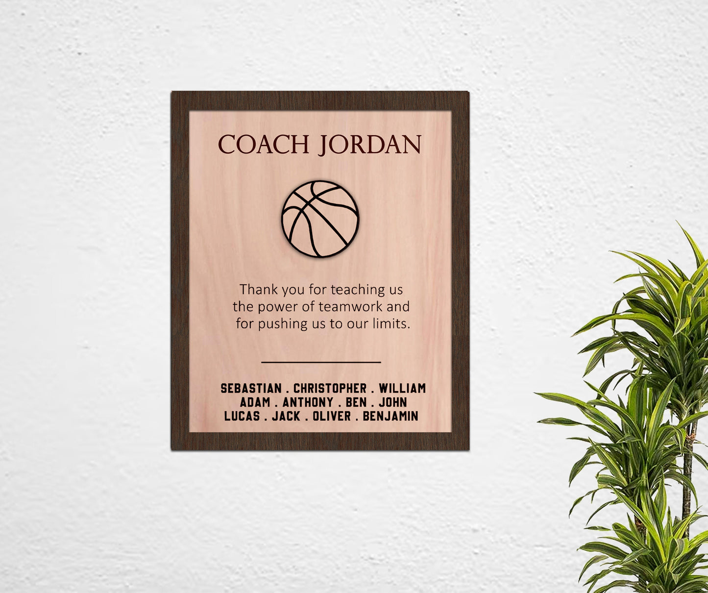 Basketball Coach Thank You Gift Wood Plaque, End of Season Gift with Players Names, Personalized Recognition Award, Appreciation Gift from Team