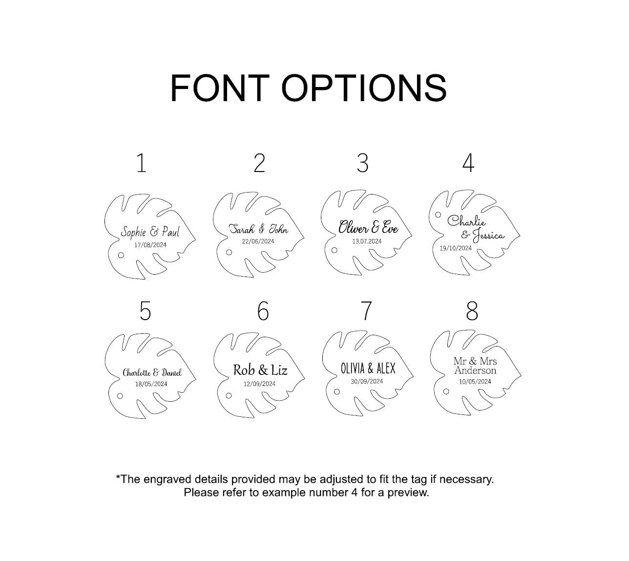 Monstera Leaf Wedding Favor Tags: Personalized Wood Name Tags
