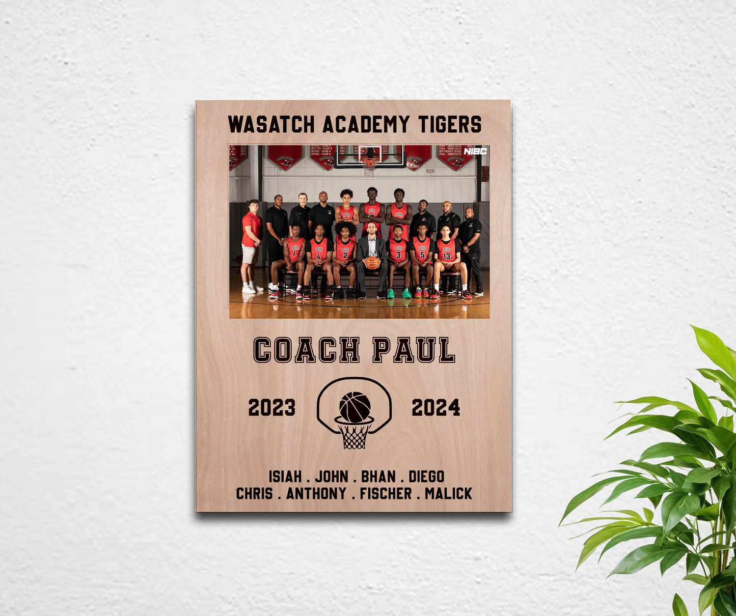 Personalized Basketball Coach Gift, End of Season Gift, Basketball Award Plaque Wood Picture Frame, Thank You Coach Team Appreciation Gift