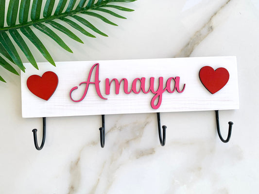 Nursery Children&#39;s Wardrobe, Personalized Children&#39;s Wall Hanger, Baby Room Wooden Wall Organizer, Kids Room Hooks Rack, Kids Coat Hanger (6)