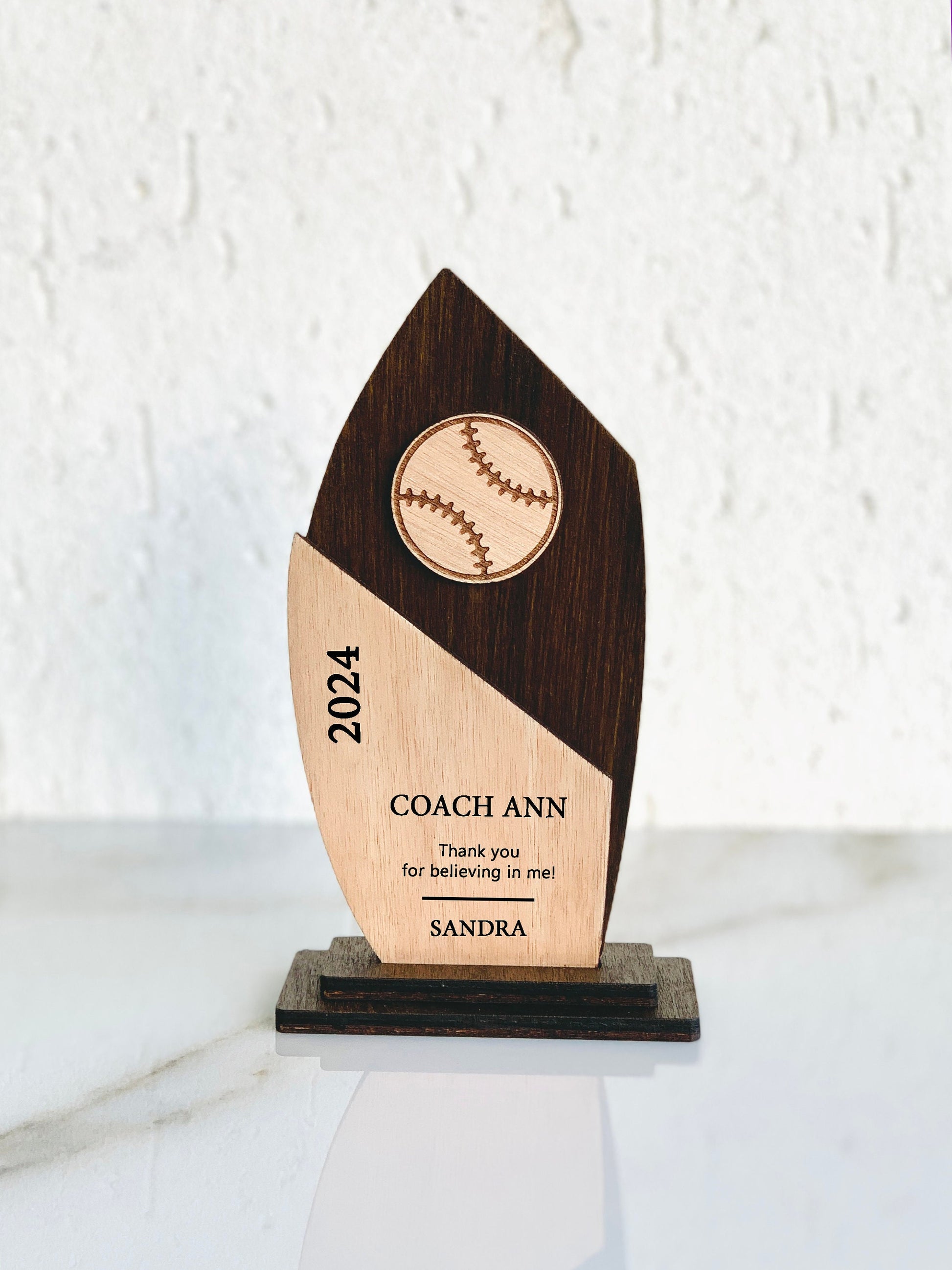 Softball Award Personalized End Of Season Baseball Awards for Kids, Wooden High School Softball Award Trophy for Team Players and Coach