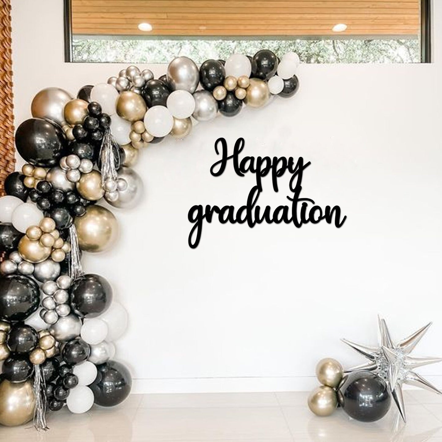 Happy Graduation Backdrop, Graduation Party Decor Wood Sign, Laser Cut Graduation Hedge Yard Sign, Celebration Banner