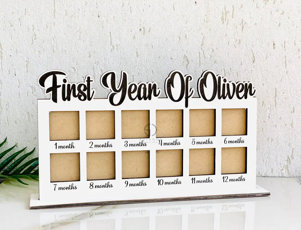 My First Year Photo Frame Board, Baby Milestone Wooden Board, First Year Photo Album, Personalized Newborn Photo Frame, Baby Growth Journey