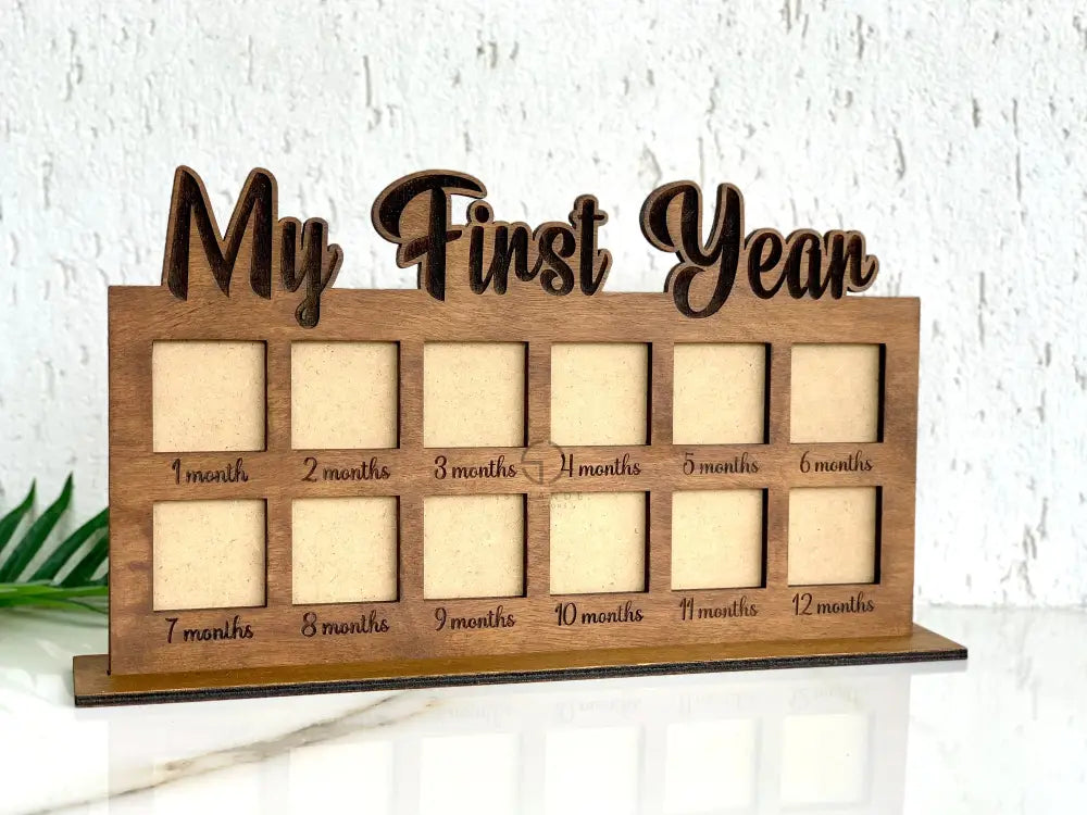 Personalized Baby’s First Year Photo Frame: Wooden Milestone Board