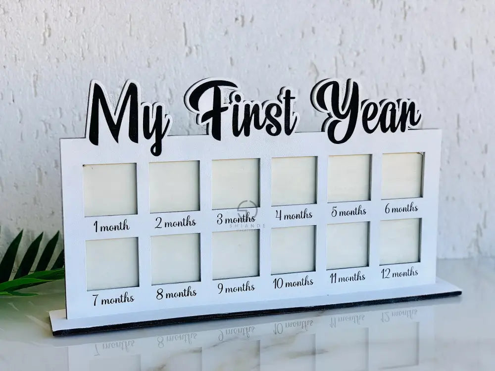 My First Year Photo Frame Board, Baby Milestone Wooden Board, First Year Photo Album, Personalized Newborn Photo Frame, Baby Growth Journey