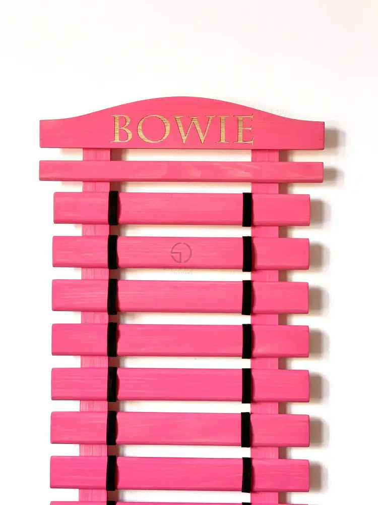 Personalized wooden martial arts belt display rack name, available in multiple colors and sizes (5-18 belts), perfect for Karate, Taekwondo, and Jiu-Jitsu practitioners.