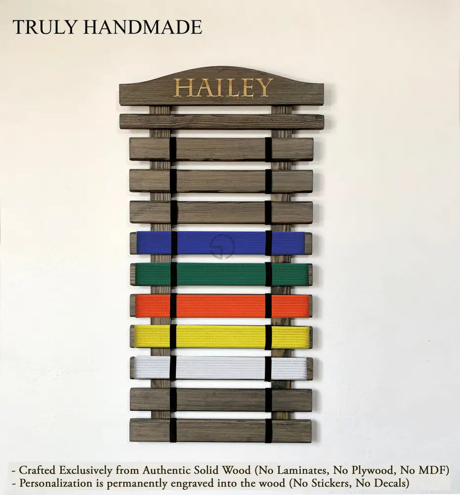 Custom martial arts belt holder wall mounted