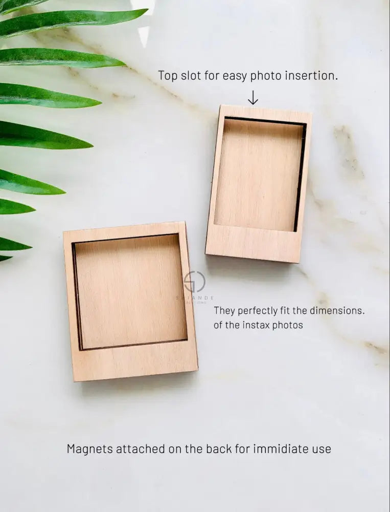 Personalized Magnetic Small Picture Frame: Engraved Mini Wood Polaroid/Instax Photo Frame
