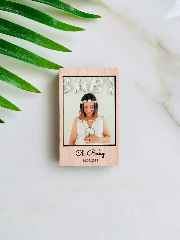 Personalized Magnetic Small Picture Frame: Engraved Mini Wood Polaroid/Instax Photo Frame