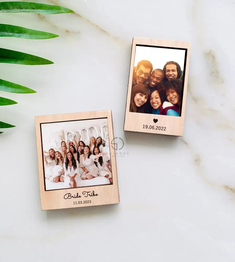 Personalized Magnetic Small Picture Frame: Engraved Mini Wood Polaroid/Instax Photo Frame