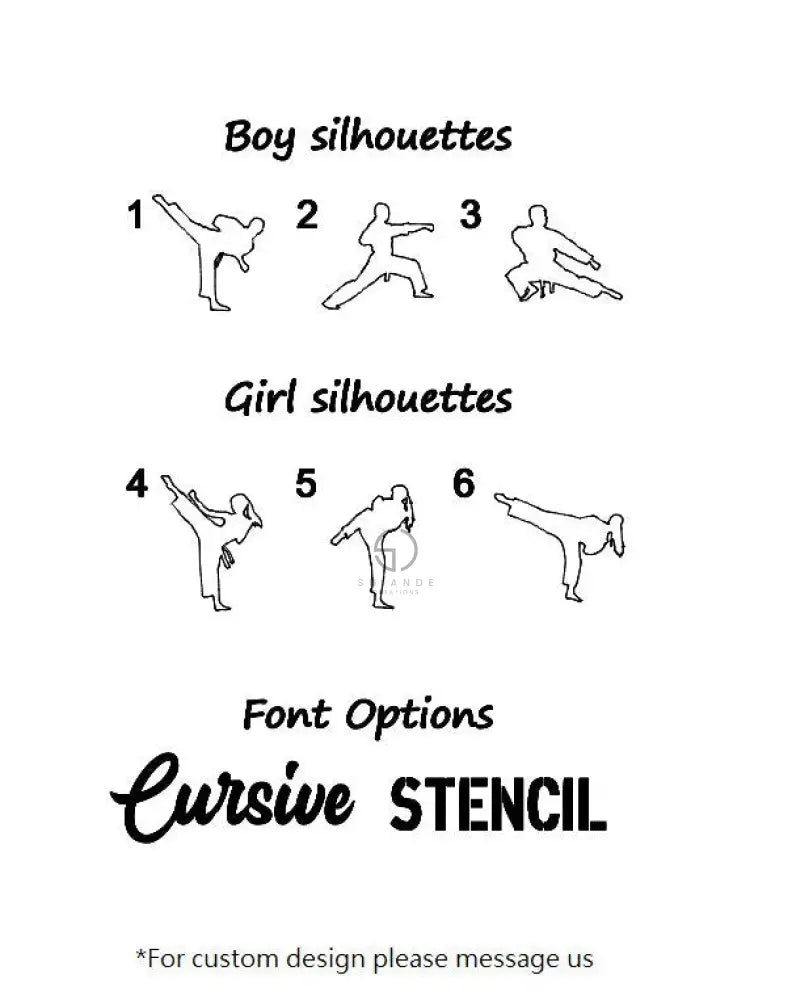 Personalized Martial Arts Lamp: Karate Taekwondo Wood Cut LED Night Light