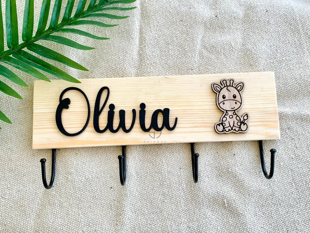 Nursery Children&#39;s Wardrobe, Personalized Children&#39;s Wall Hanger, Baby Room Wooden Wall Organizer, Kids Room Hooks Rack, Kids Coat Hanger