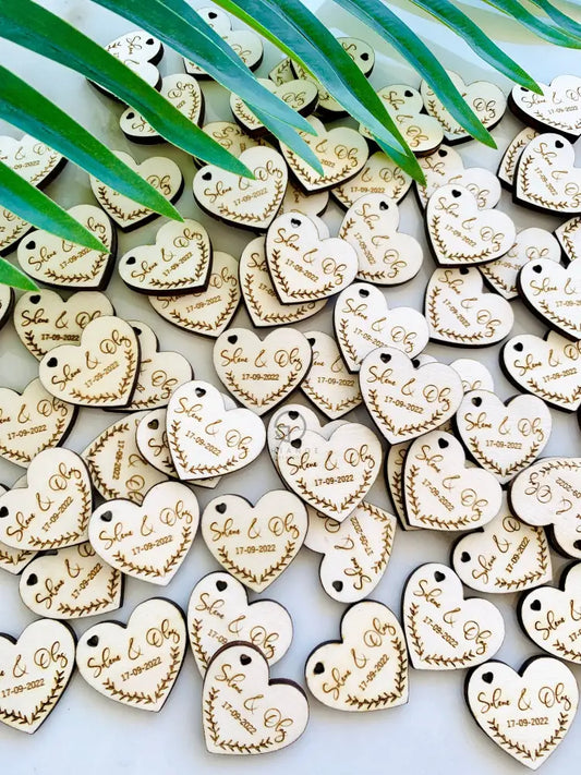 Wedding Favor Wood Tags Personalised, Wedding Heart Tags, Thank You Wedding Favor, Bridal Shower Tags, Couples names With Love Favor Tags