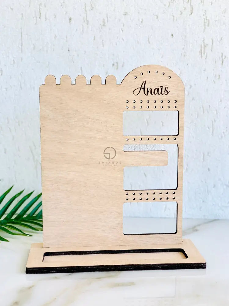 Personalized Wood Jewelry Organizer Stand: Necklace Ring Earring Holder