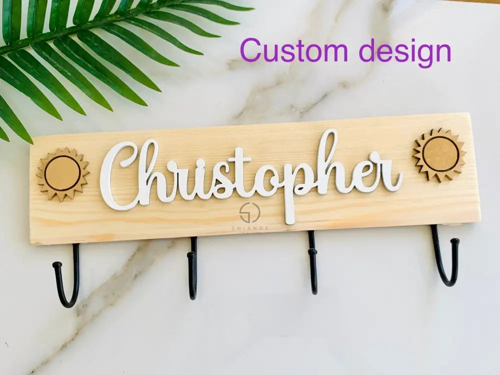 Solid Wood Kids Wall Hooks: Nursery Organizer Kids Room Rack Coat Hanger